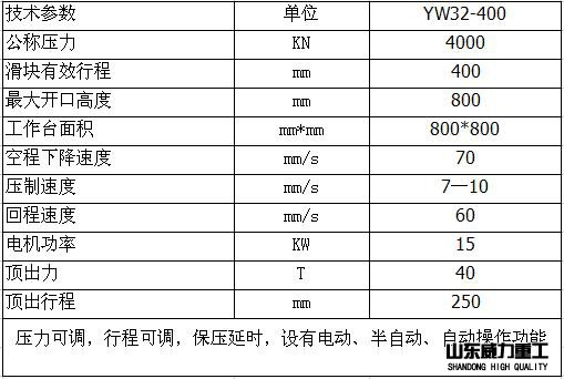 400吨压力机参数